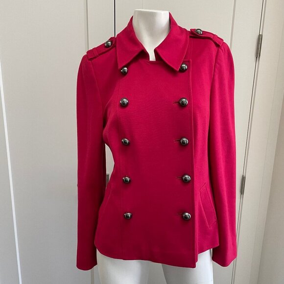 Planet Classic Double Breasted 12 Button Lined Collared Blazer Jacket Red Sz 8 - Picture 15 of 16